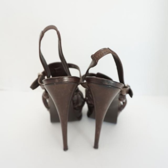 YSL Tribute Ysl T-strap Leather Platform Sandals - Picture 4 of 7